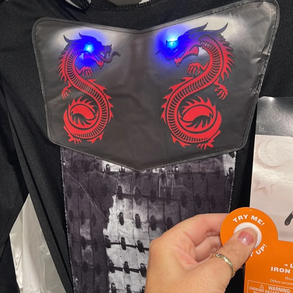 NWT- kids ninja light up iron skull costume